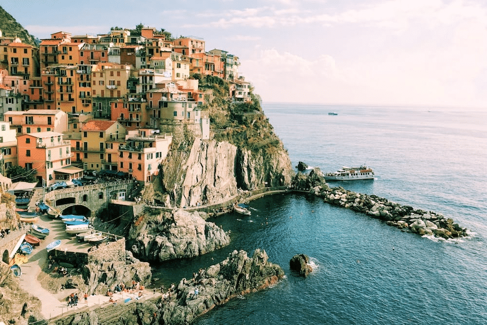 picture of the coast in italy with sea and rocks