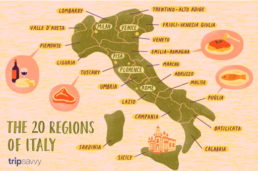 italy and its 20 regions