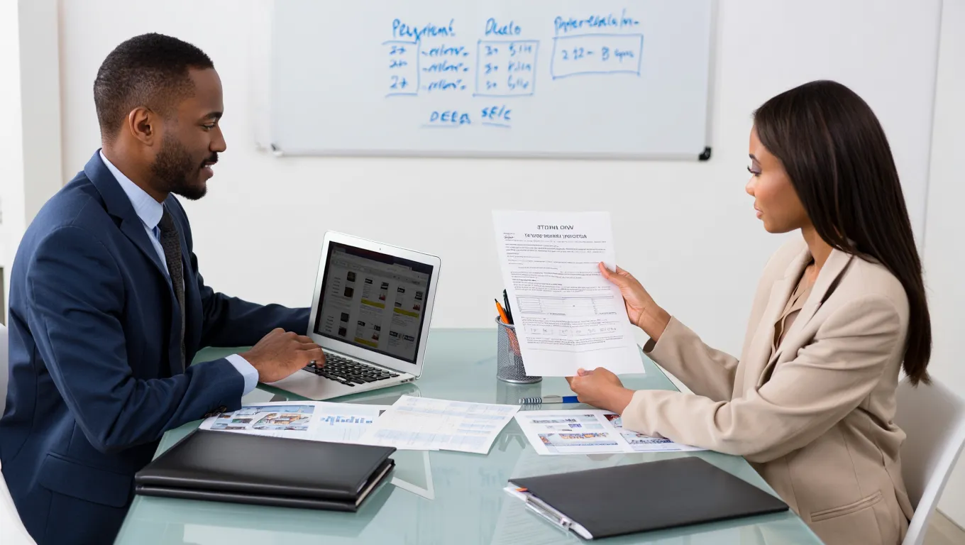 Vendor finance property deals Scotland consultation specialist explaining financing terms to investor