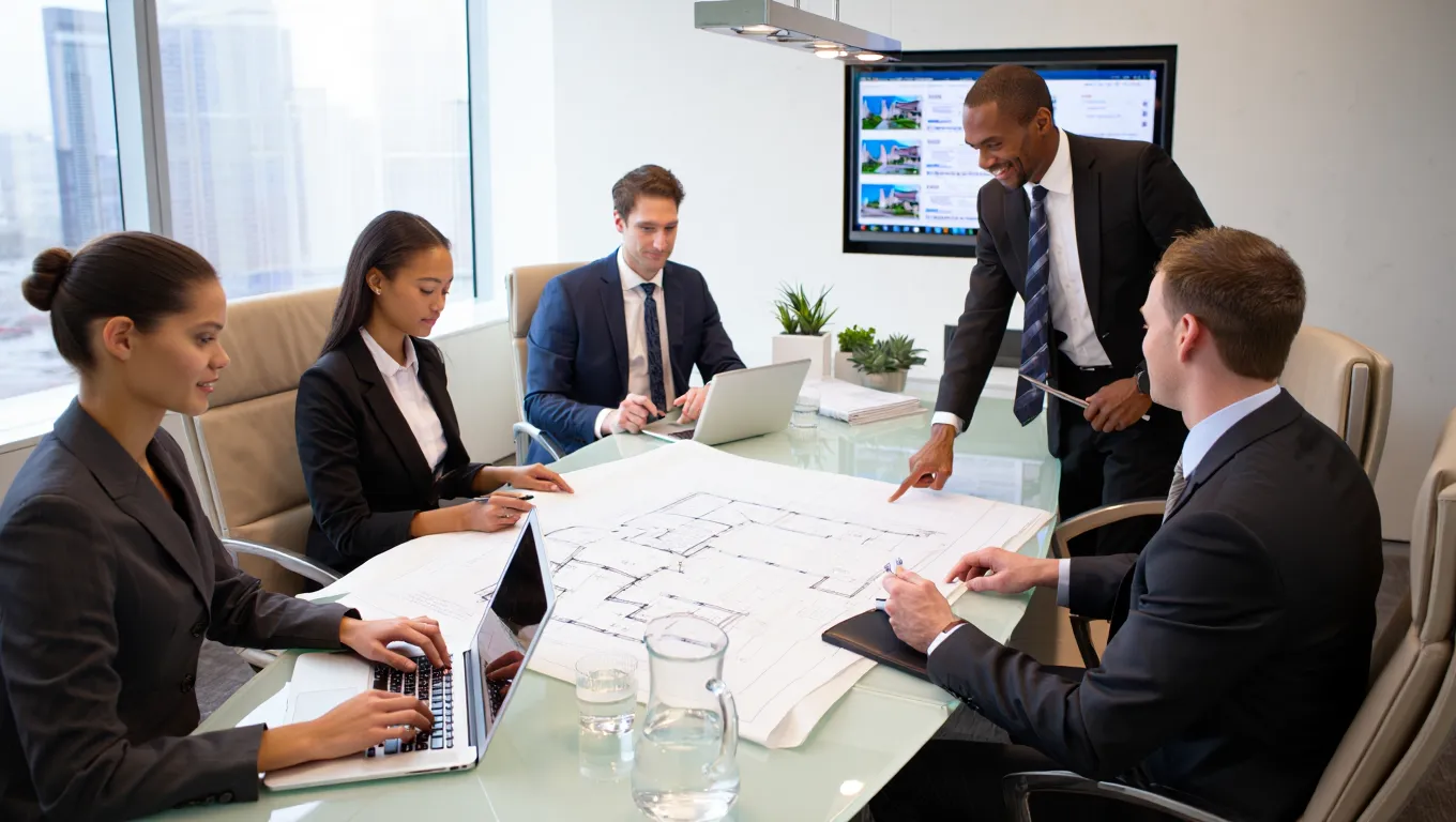 Why select us for managing luxury property team meeting with property planning and portfolio review