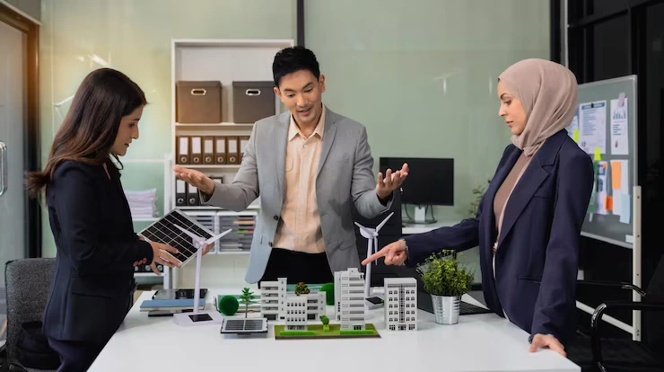 Expert real estate advisor presenting Dubai property investment reasons and company service overview file