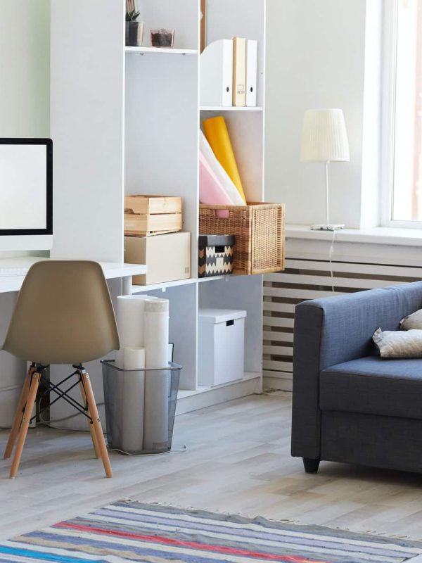 Apartment Interior in White and Blue