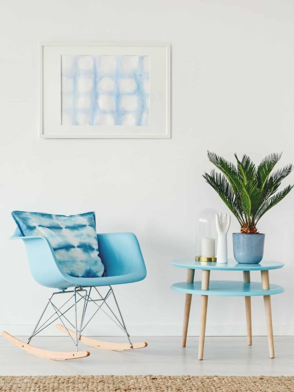 Blue and white apartment interior